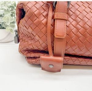 Bottega Veneta Intrecciato Woven Orange Leather Shoulder Boston Satchel Dust Bag